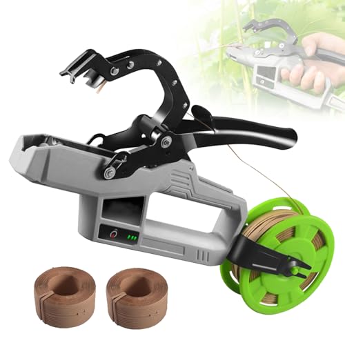 legatrice per piante elettrica, legatrice per vigneto con 2*2,5 ah, indicatore di alimentazione, diametro di rilegatura 45 mm, legatrice da giardino portatile 6000 volte per uva, piante, o gray&green