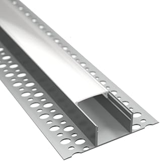 ledomec EINPUTZ-20T Aluminium Einbauprofil für Fliesen & Trockenbau (Rigips) (1m Profil + milchige Abdeckung)