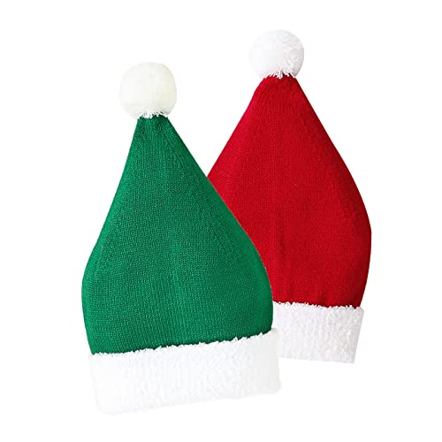 Image of LAWKUL My First Christmas Santa Hat for Baby Boy Girls Toddler Knit Beanie Infant Hats Pom Pom Beanie Green 12-18 Months