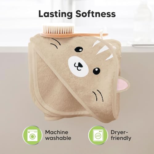 Image of KeaBabies Hooded Baby Towel for Newborn, Baby Bath Towels (Cat, 35x35) | Viscose Derived from Bamboo, Large Baby Towels with Hood, Boys, Girls, Toddler, Soft Absorbent Baby Bath Essentials