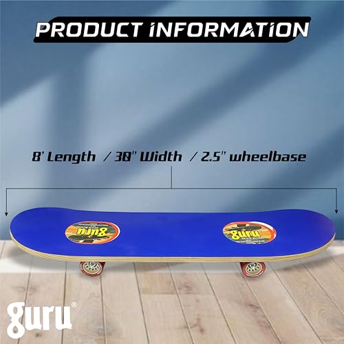 Image of GURU Skateboard, Wooden Non-Slip Skateboard for Kids, Adult, Casterboard /Skate Board /Hoverboard /Longboard for Beginners, Learners, Training Purpose for All Age Group