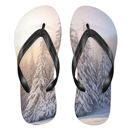 Burbuja Snow Pine Trees Flip Flops for Women Men, Soft Thong Sandals Rubber Slippers for Pool Beach Essentials