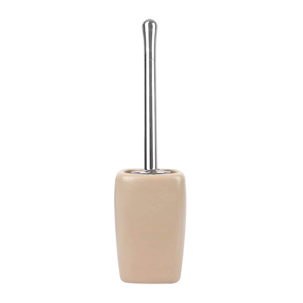 Cepillo para inodoro y soporte Escobilla para inodoro de limpieza profunda independiente compacta y base de cerámica, mango decorativo cromado ergonómico, antideslizante y duradero, con cepillo de cub