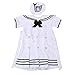 Amosfun Kinder Marine Matrosenkleid Matrosen Uniform Hut Set Party Marine Kostüm Kleidung für Baby Mädchen (weiß + schwarz)