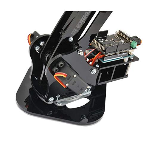 Kit Braccio Robotico Articolato 4 DOF in Plexiglass con Base Rotante 180°, Pinza e 5 Servomotori – Compatibile Arduino e Progetti STEM