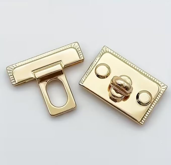Metal Twist Button Lock Clasp, Gold Finish, Squre Turn Lock for Handbag, Purse, and Bag Making(Pack of 2)-image-8
