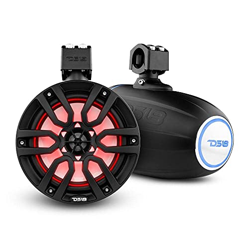 DS18 Hydro NXL-X8TP/BK 8" Marine Towers with Integrated RGB LED Lights - High Performance, Marine Grade IP65 Rated, UV Stable, 375 W Max 125 W RMS 4 Ohms (Pair) by DS18 - Used condition - US$712.62