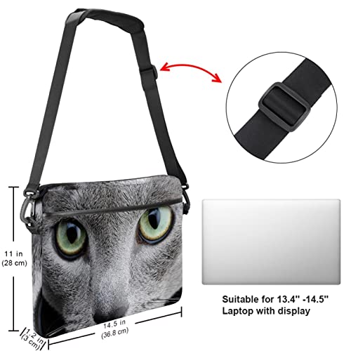 Protector maletín messenger para ordenador portátil 13 14 pulgadas gato azul ruso 5