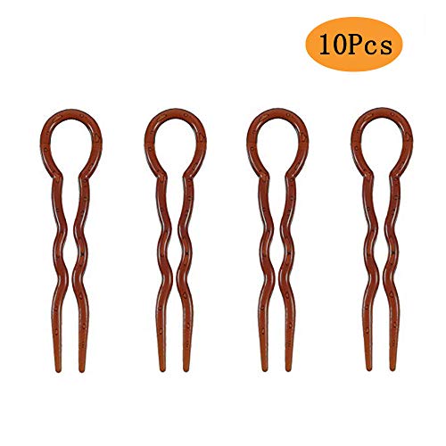 Grip Hair Pins U Shaped Bobby Pins Hair Bun Styling Clips Fast Magic Spiral Simple Twist Hair Pins Plastic Lady Style for Women Girls (10Pcs - Red)