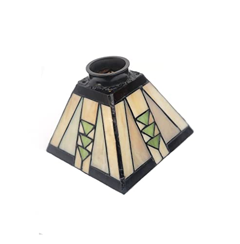 Tiffany Lampshade, Stained Glass Square Lampshade, Geometric Pattern Lampshade, Wall Lamp, Pendant Lampshade, Replacement Lampshade. Small Glass Square Lamp Huimeiju #TOP1