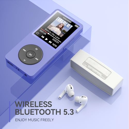 Image of AGPTEK A02 MP3 Player with Bluetooth 5.3, 1.8'' 64GB Portable Music Player | with Speaker, FM Radio, Voice Recorder, Supports Expanded Up to 128GB(Purple)