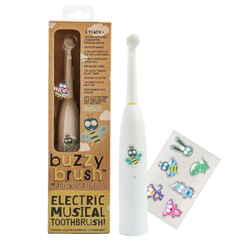 Jack N' Jill Kids Buzzy Brush Electric Musical Toothbrush - Kids Electric Toothbrush Age 3 And Up, Singing Toothbrush, Tri Color LED, Water Resistant, Child Safe, Battery Operated - (Pack of 1)