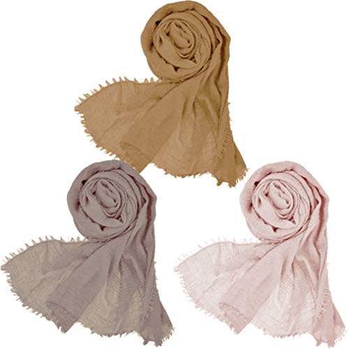 最安挑戦！ Wobe 3 Pcs Women Soft Cotton Hemp Scarf Shawl Long Scarves 小物