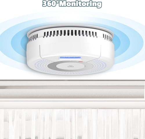 4 Pack Combination Photoelectric Smoke Alarm and Carbon Monoxide Detector Battery Operated with Digital Display