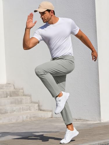 Image of Runcati Mens Stretch Golf Pants Casual Dress Pants Work Trousers | Slim Fit, Quick Dry, Lightweight, Comfy, Slacks, Pockets, Elastic Waist, Tapered, Cropped, 30 inch, 29 inch, Chino
