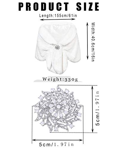 JEWEKY 1920s Bride Wedding Fur Shawls and Wraps Winter Bridal Faux Fur Stoles and Scarfs for Women and Bridesmaids2
