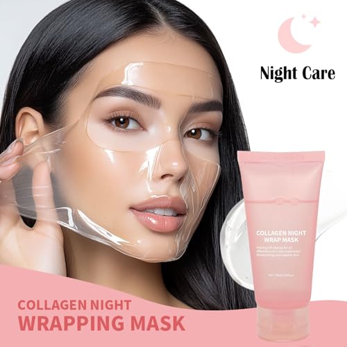 Ueseinl Collagen Overnight Wrapping Mask Peel Off Collagen Face Mask, Hydrates & Firming Korean Overnight Collagen Facial Hydrogel Masks For Glass Skin thumb #3