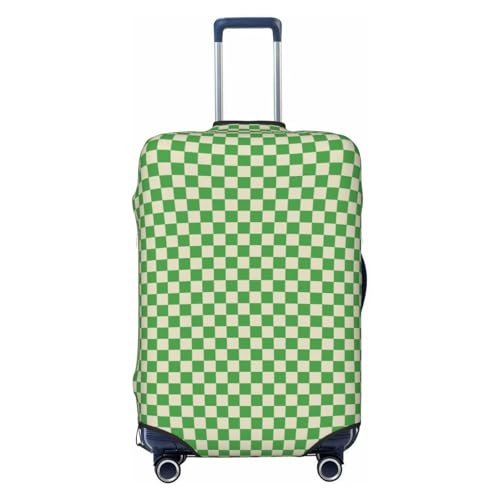 Green And White Chessboard Pattern Elastic Travel Luggage Covers Dustproof Scratch-Resistant Suitcase Protector Fit 22-24 Inch
