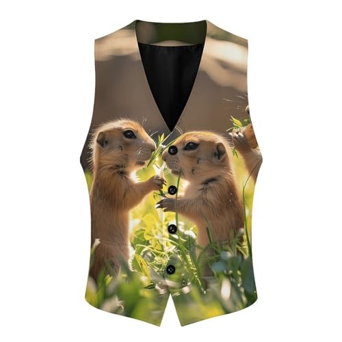 A Group of Prairie Dogs Novelty Men's Suit Vest Casual Formal Dress Vests Business Waistcoat3
