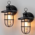 YKLITG 2 Pack Outdoor Wall Mount, Outside Wall Sconce Lighting Fixture with Seeded Glass, Sand Black Waterproof Exterior Light for Porch, Doorway,Hallway Garage, Yard,Patio