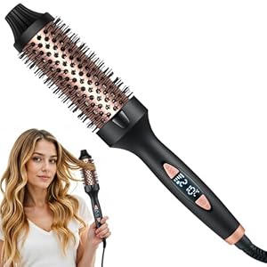 Anluomania Thermal Brush 35mm, Thermobürste, Lockenbürste, 130℃-210℃, mit 5 Temperaturstufen, Leichte Kompakte Größe, Tourmalin-Keramik, PTC 30s-Schnellwärmung, Haarglätter Lockenwickler Styling Tool