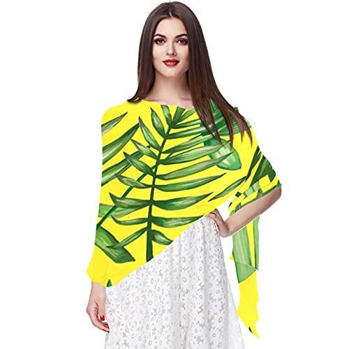 Bufanda de gasa ligera, suave, transparente, larga, para todas las estaciones, diseño de palmetto tropical sin costuras, Varios colores