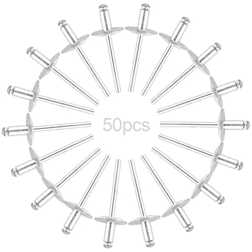 Blindnieten mit Großem Flansch 50 Stk Nieten Aluminium mit Aufbewahrungsbox Sortiment Popnieten Set für Metall Holzbearbeitung Möbel Blech Kraftfahrzeuge Mechanische Ausrüstung 4,8x10x16mm