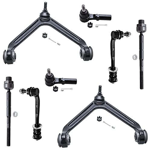 Image of Detroit Axle - 8pc Front End Suspension Kit for 07-09 Chrysler Aspen, 04-09 Dodge Durango, 2 Upper Control Arms 4 Tie Rod Ends 2 Sway Bars 2004 2005 2006 2007 2008 2009 Replacement