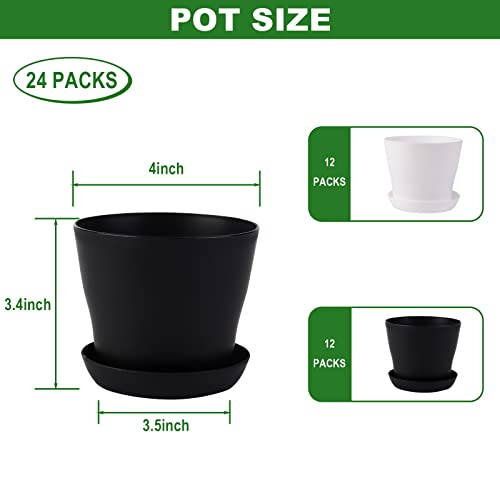 Happybase Nursery Pots, 24 Pack 4 Inch Plastic Plant Pot with Saucers - Image 4
