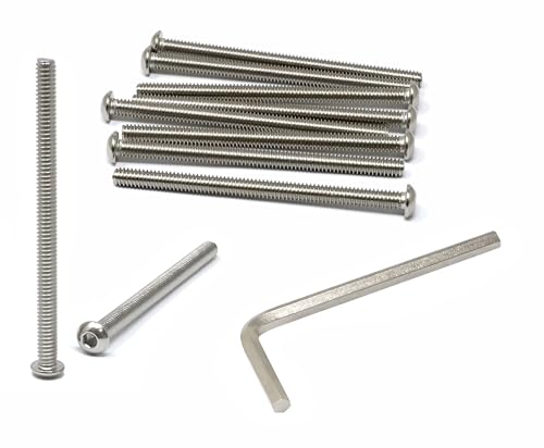 iexcell 10 Pcs 1/4-20 x 3-3/4" Hex Socket Button Head Cap Screws Bolts, with Hex Key Spanner