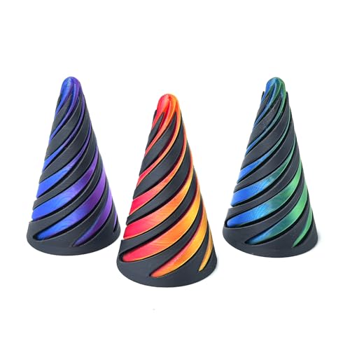 3Pcs 3D Printed Spiral Cone Fidget Toy Desk Decor Sensory Anxiety Relief