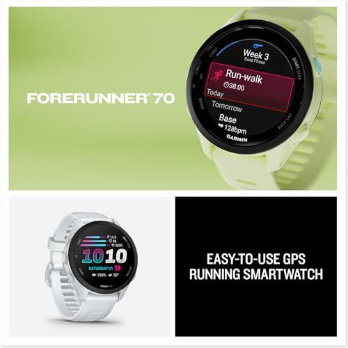 Image of Garmin Forerunner 70, Easy-to-Use GPS Running Smartwatch, Advanced Training Metrics and Recovery Insights, Up to 13 Days of Battery Life, Tidal Blue