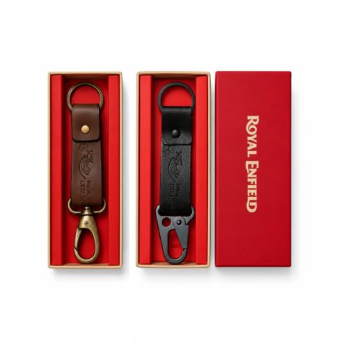 Image of Leather Strap Keychain, Embossed Logo Design, Durable Premium Key Ring for Bike Lovers & Gift Use