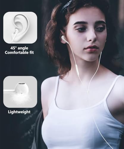 Image of Apple MFi Certified iPhone Earphones Wired Lightning Connector with Mic & Volume Control Compatible with iPhone 14 /13 /12 /11 /XR /7 /8 - White