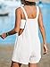 CUPSHE Women's Rompers Sleeveless Square Neck Jumpsuits Wide Leg Bib Overall with Pockets Outfit Casual Beach White,M