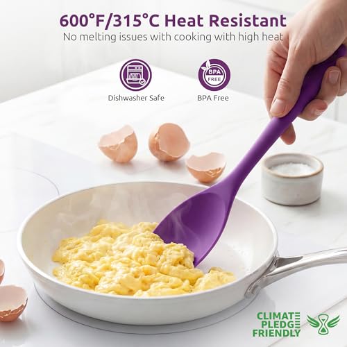 Image of U-Taste Silicone Cooking Spoon 600ºF Heat Resistant Scoop Spatula, Purple