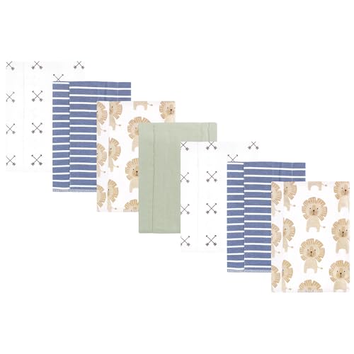 Image of Hudson Baby Unisex Baby Cotton Flannel Burp Cloths 7-Pack, Modern Lion, One Size