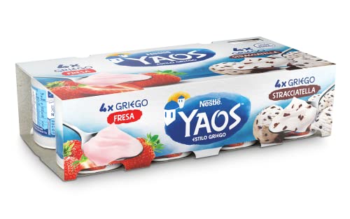 Yogur Griego Nestlé YAOS 4 Fresa - 4 Stracciatella 8 x 115 g