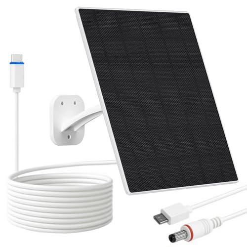 Image of FUTUREZEN Solar Panel for Security Camera, 10W Solar Charger with DC 5.5x2.1mm, USB-C & Micro USB Port, IP66 Waterproof, 360° Adjustable Mount, 7.2FT Cable