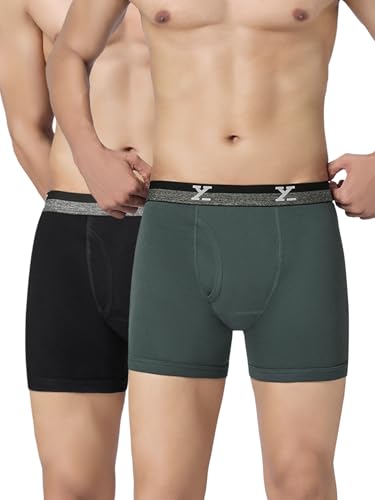 Image of XYXX Men's Nova Cotton Boxer Brief for Men Pack of 2 |Regular Fit with intellifresh No-Marks Waistband | Solid Underwear for Men Combo