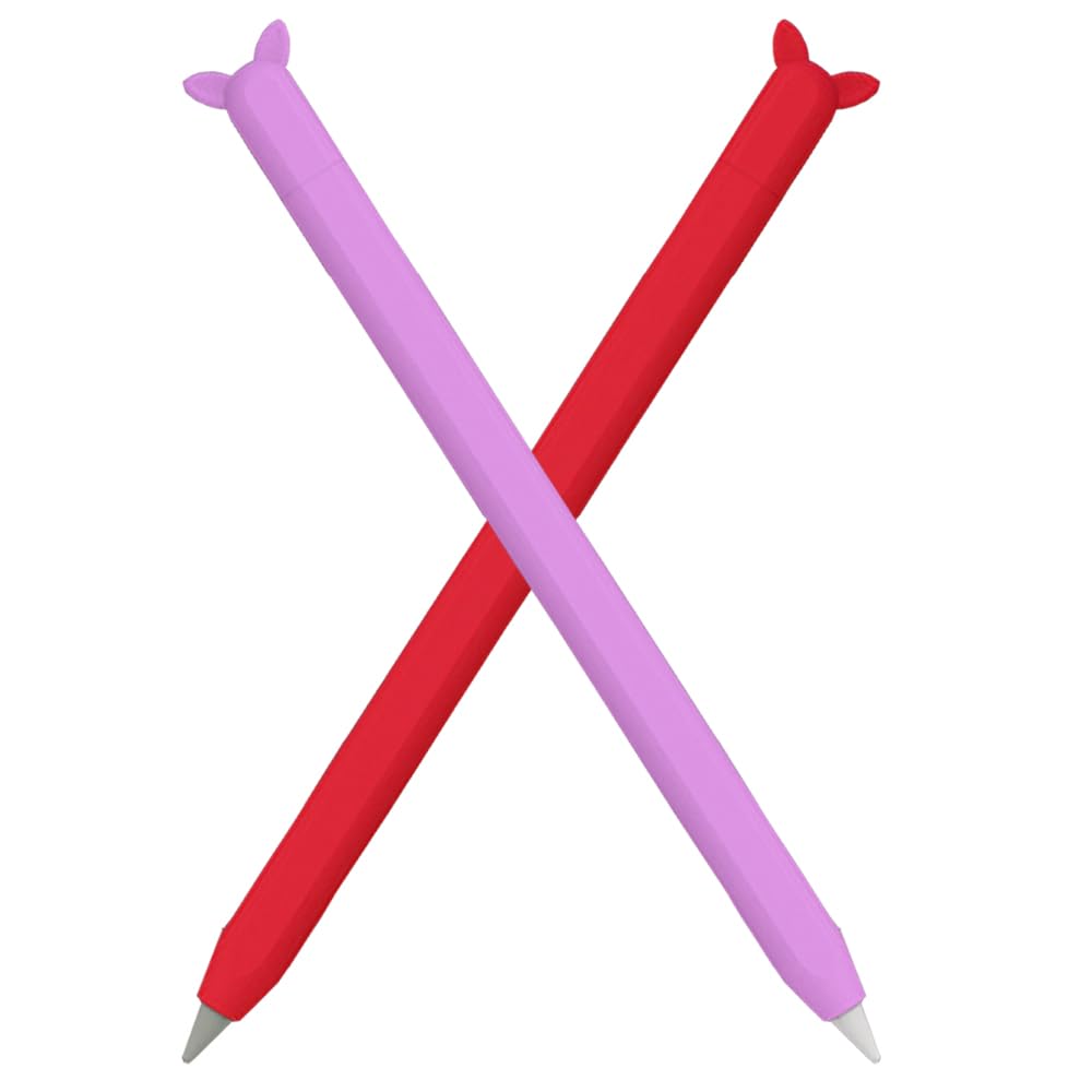 Mizi (2 Pack) Case for Apple Pencil 2nd Generation & Apple Pencil Pro (2024) Cover Premium Silicone Sleeve Skin, USB Charging/Double Tap & Attaching Magnetically - (Red/Purple)-image-25