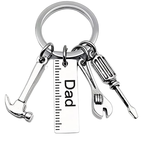 Llavero de acero inoxidable con herramientas para el día del padre o cumpleaños, plata, Talla única