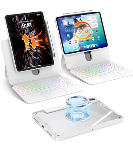 Coque clavier iPad Pro 13 blanche rotative pour le télétravail nomade