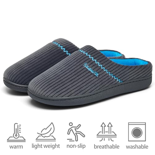 Image of House Slippers for Women with Arch Support | Memory Foam Non-Slip, Two Tone Embroidered Soft Home Slippers, All Season Comfort
