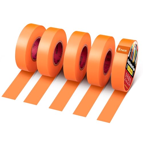 Image of RED WOLF 5 Pack Orange Electrical Tape 3 /4 Inch x 66 Ft Industrial Grade UL /CSA Listed 7 Mil Thick Flame Retardant High Temp Waterproof Electrical PVC Tape Electric Super Vinyl Rated 600V