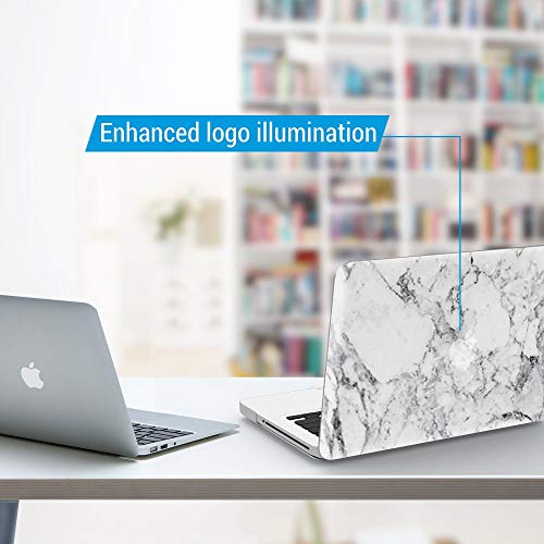 IBENZER MacBook Pro 13 Inch case A1278 Release 2012-2008, Plastic Hard Shell Case with Keyboard Cover for Apple Old Version Mac Pro 13 with CD-ROM, White Marble, P13WHMB+1A