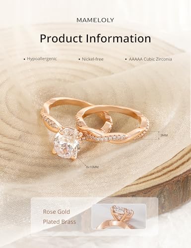 Image of Mameloly 3ct Engagement Rings for Women Oval Cut Bridal Ring Sets Cubic Zirconia Wedding Band Twisting Infinity Pave Set Size 4-12