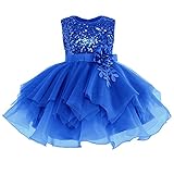 Flower Girls Sequins Tutu Dress for Kids Baby Christening Baptism Communion Birthday Party Formal Dress Toddler Princess Pageant Wedding Bridesmaid Glitter Organza Tulle Gown Royal Blue 18-24 Months