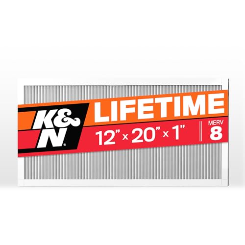 K&N 12X20X1 HVAC Furnace Air Filter, Lasts a Lifetime, Washable, Merv 8, the Last HVAC Filter You Will Ever Buy, Breathe Safely at Home or in the Office, HVC-8-11220