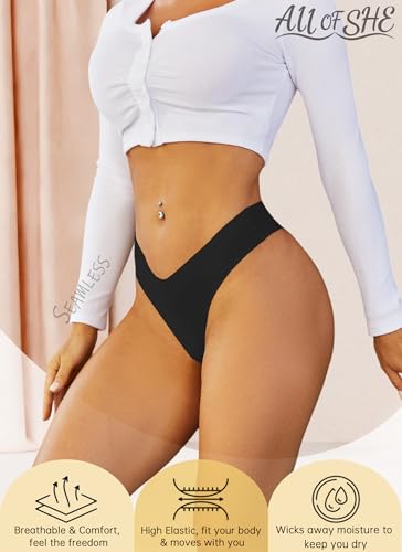 Seamless Thongs for Women No Show V-waisted Invisible Sexy Panties Tangas Thong Underwear Women 6 Pack3